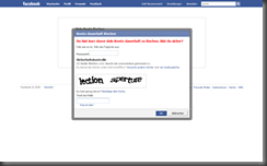 Facebook löschen - Sicherheitsabfrage